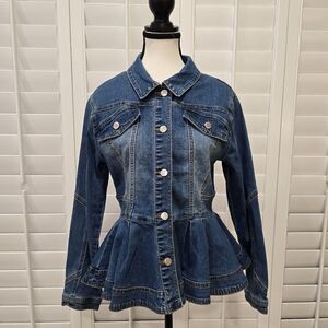 Shein Denim Jean Jacket Medium Wash Size US 4 Long Sleeve